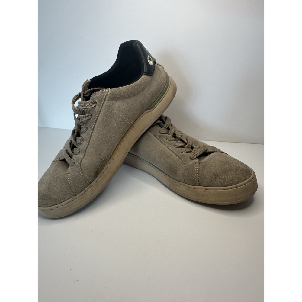 Coach Lowline Suede Sneakers Men Size 9.5D Taupe Beige Casual Lace Up Minimalist